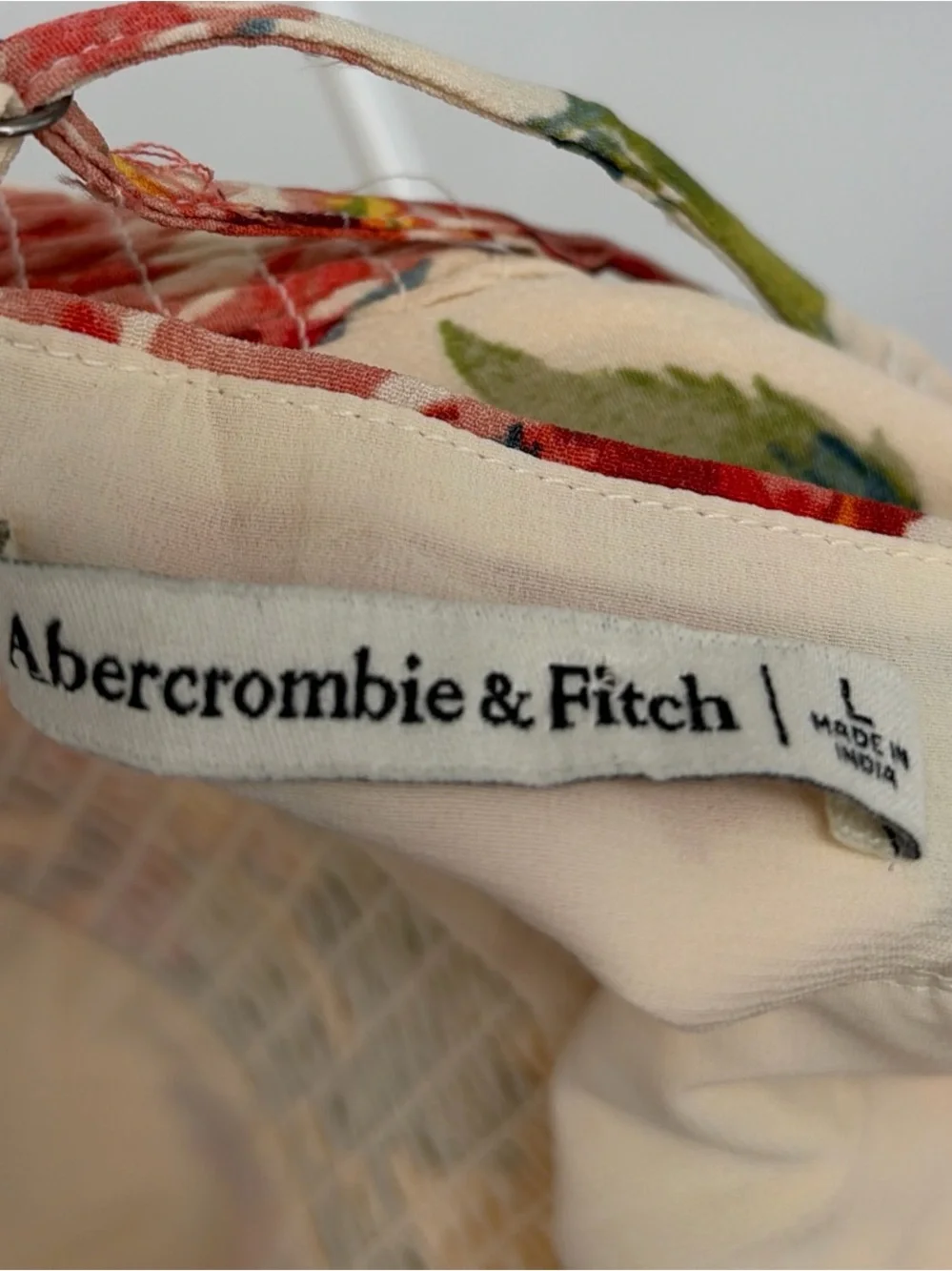 Abercrombie & Fitch Emerson Crepe Midi Dress in Cream Floral Sz Large NEW